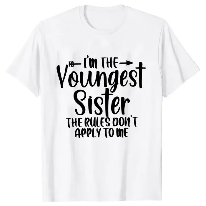Soeur règles cadeaux t-shirts doux mode femmes t-shirt drôle plus ancien moyen plus jeune soeur t-sh