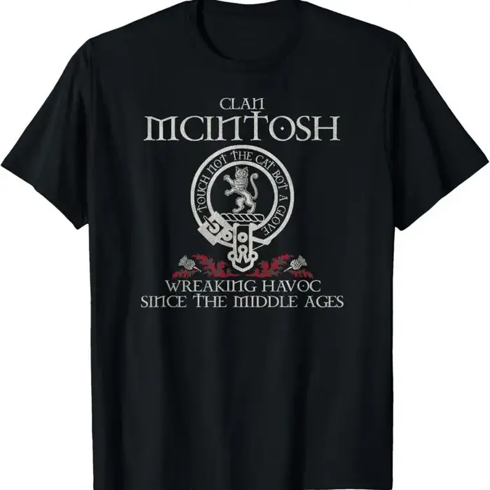 Clan Mcintosh Tartan Crest Chardon Vintage T-shirt