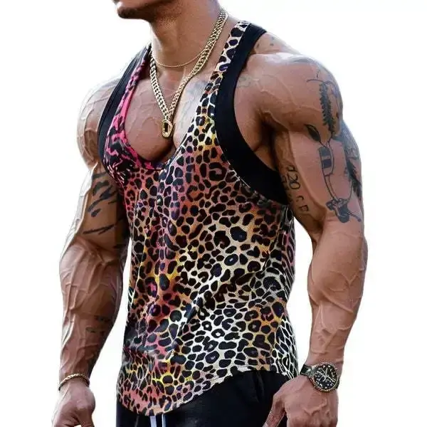 Débardeurs Homme Style Punk 2026 Imprimé Léopard Vintage Décontracté Personnalisé Coupe Ample Gilet