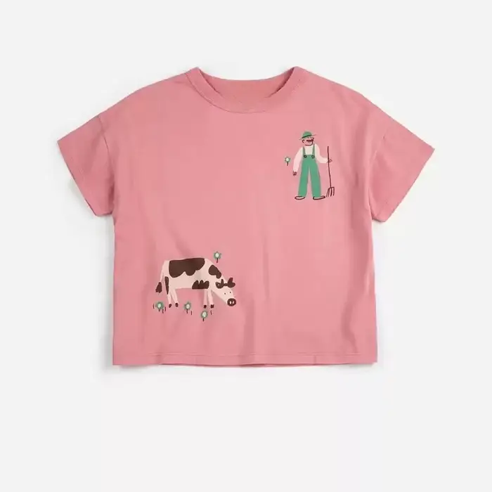 T-shirt pour enfants 2026 Nouvelle Collection Été Blanc Dessin Animé Mode Garçons Manches Courtes Coton Imprimé Filles