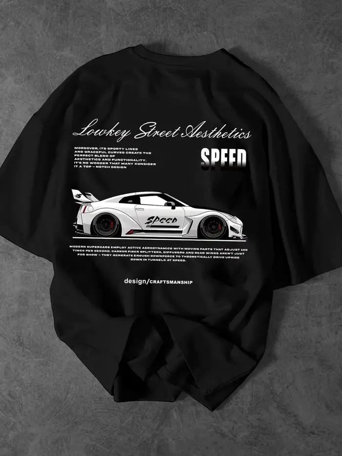 T-shirt pour homme en coton 100% doux de qualité supérieure avec imprimé de voiture de sport Lowrider Speed