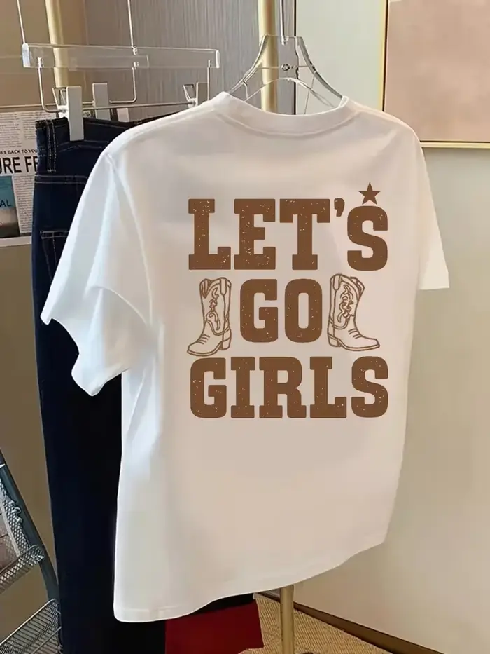 T-shirt Western pour femme avec slogan « Let's Go »