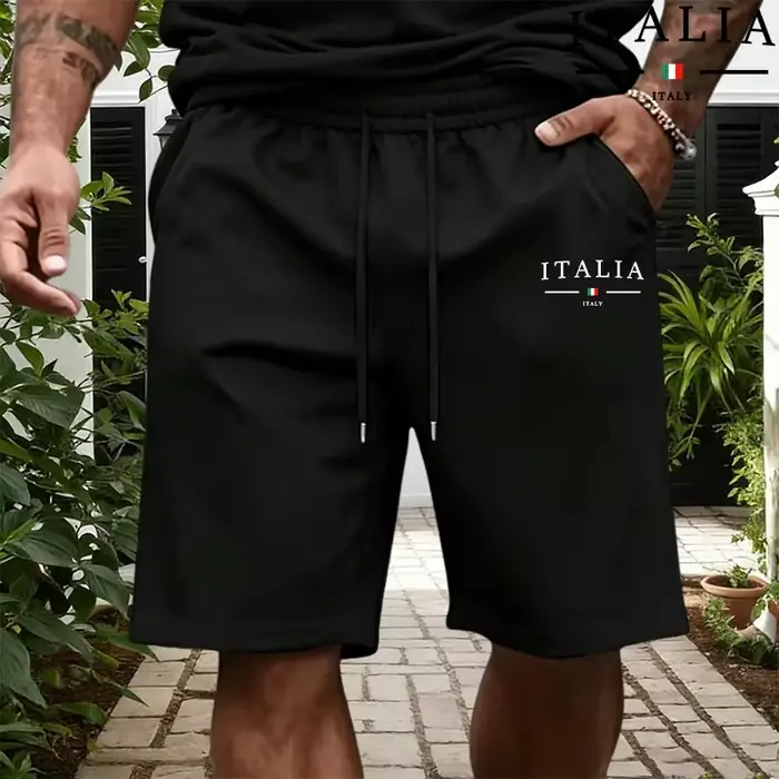 Ensemble Homme Mode Italienne : T-shirts en Coton Pur et Shorts Longueur Genou – Tenue Décontractée Sportive Quotidienne d'Été