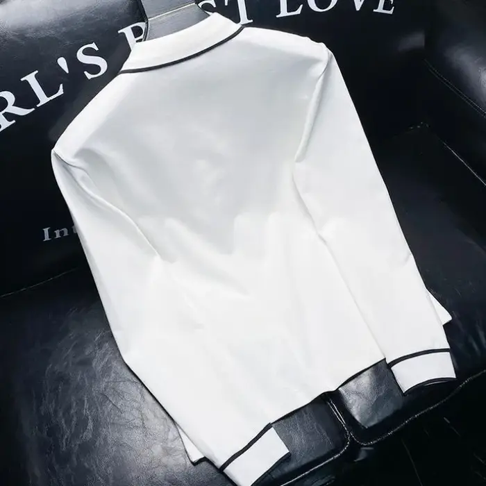 Polo à fermeture éclair pour homme, sweat-shirt blanc d'affaires, pulls de poche, formel, en vrac, une pièce, offres de vêtements originaux, média Emo