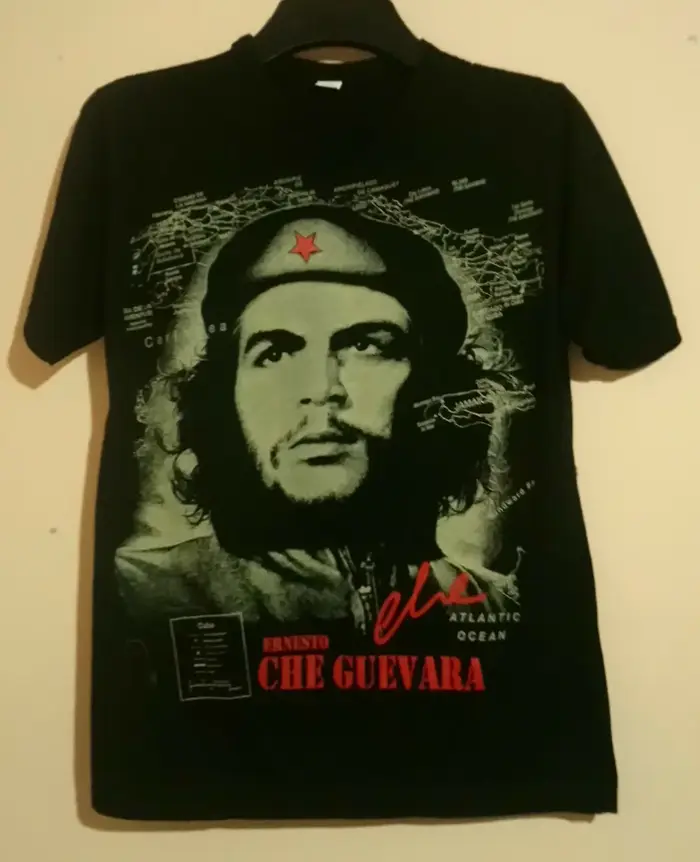 ERNESTO CHE GUEVARA t-shirt noir carte du CARRIBBEAN S/M 38 CUBA ARGENTINA COL