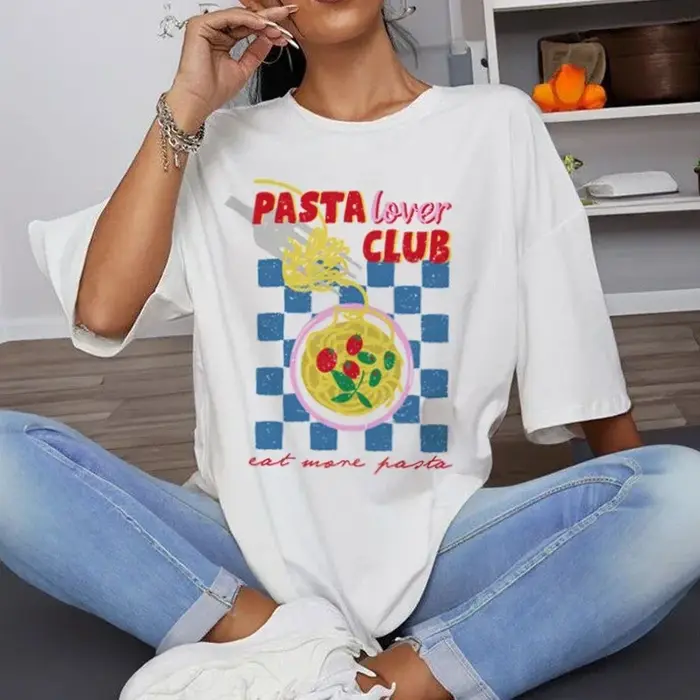 T-shirt à manches courtes Pasta Lover Club pour femme