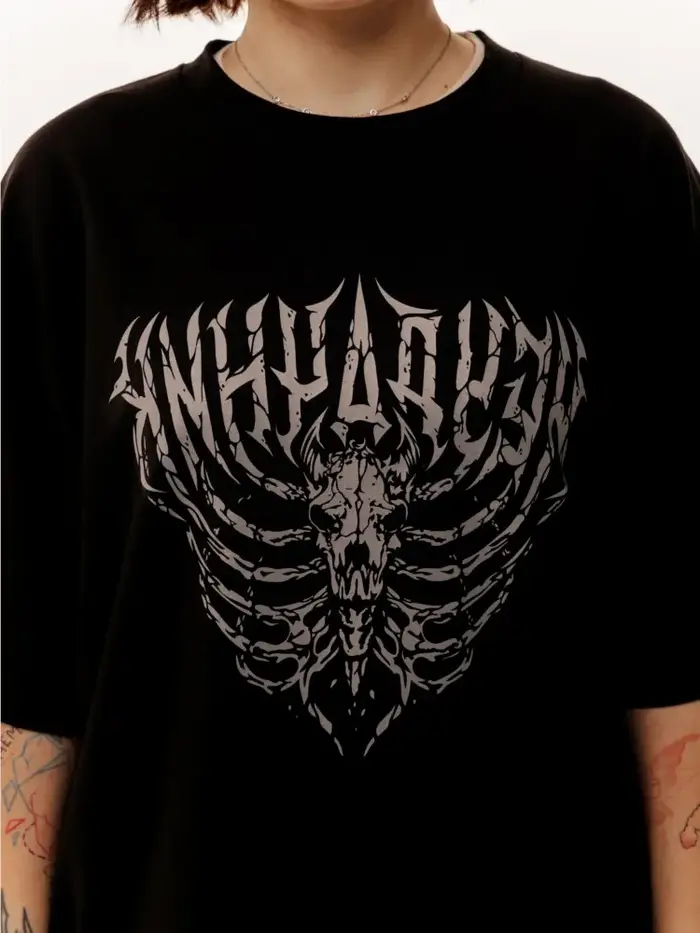 T-shirt Homme Oversize Streetwear Harajuku 5opka « Неудачник » Imprimé Graphique Rétro Hip Hop Esthétique Goth Y2K Manches Courtes