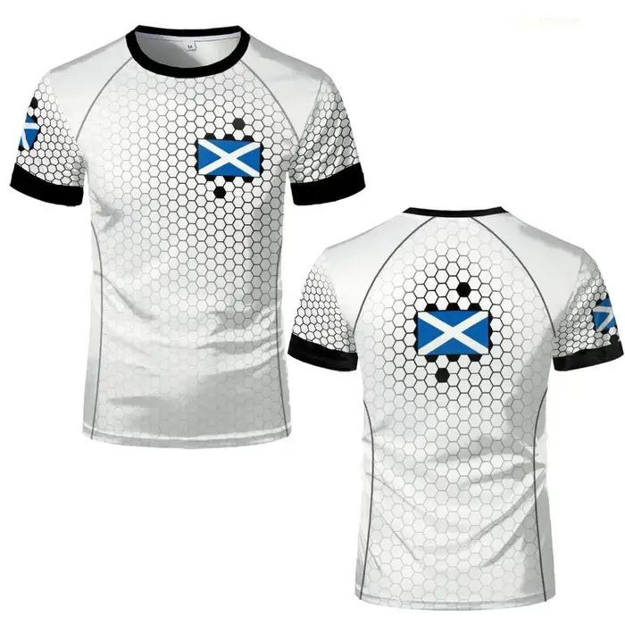 T-shirt unisexe à motif drapeau écossais pour homme, dégradé de couleurs, respirant, décontracté, po