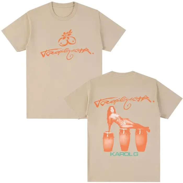 Karol G Tropicoqueta 2025 nouvel Album T-shirt hommes femmes vêtements Pop musique T-shirts décontracté coton à manches
