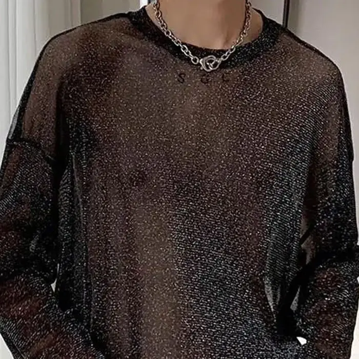 T-Shirt en Maille Transparente pour Homme