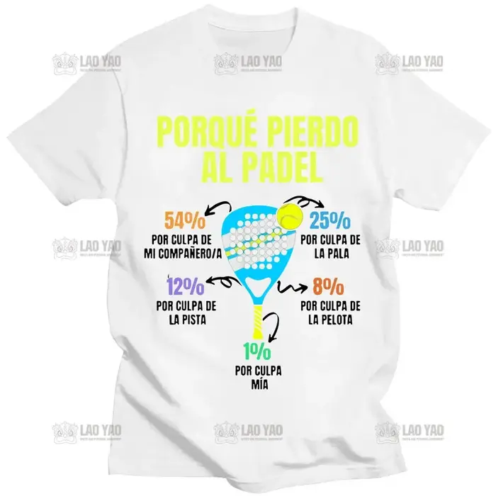 T-shirt graphique de Porque Pierdo Al Padel Divertido pour hommes, t-shirts drôles, t-shirts décontr