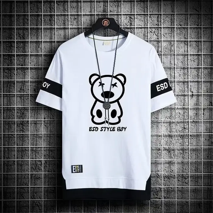 T-shirt pour hommes manches courtes hommes t-shirts Style coréen Streetwear imprimé Harajuku surdime