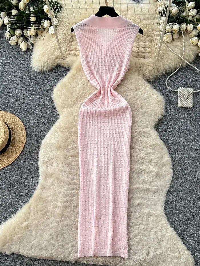Robe longue moulante en maille extensible SINGREINY pour femme