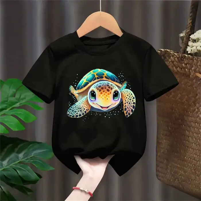 T-shirt imprimé tortue de mer pour filles/garçons
