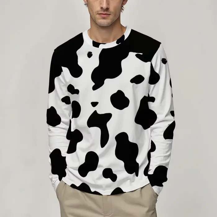 T-shirt à manches longues et col rond pour hommes, nouveau style de printemps et d'automne, haut pol