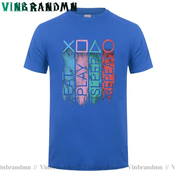 Gamer t-shirt Vintage jouer manger sommeil répéter
