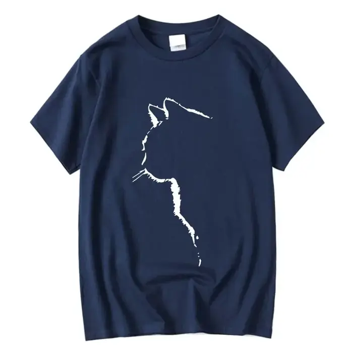 T-shirt homme Top qualité 100% coton manches courtes Cool chat imprimé col rond décontracté ample Hi