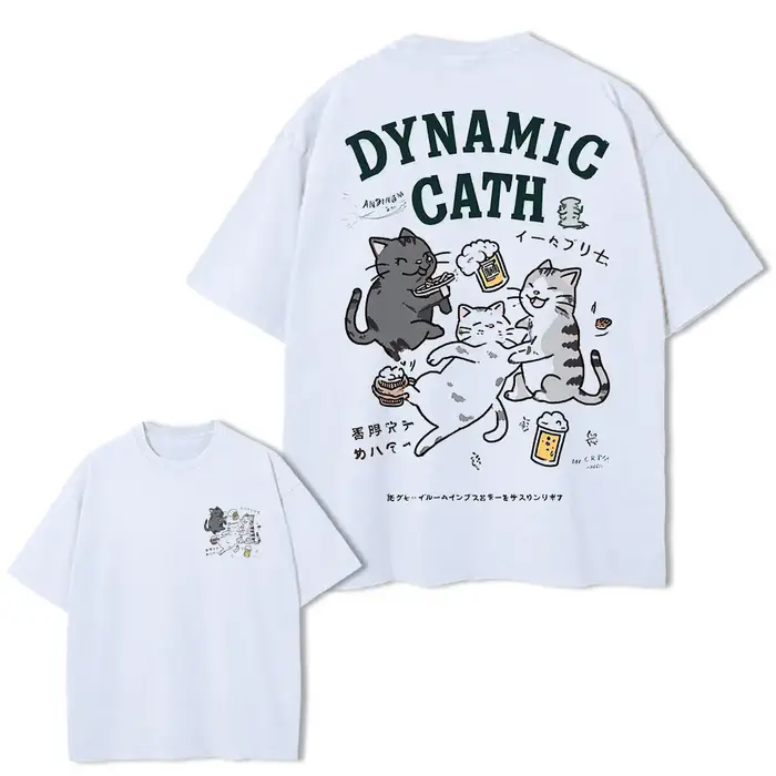 T150 Funny Cartoon Cat Graphic T Shirt Men Cotton Tshirt Short Sleeve Tops Tees Hip Hop Japanese Harajuku