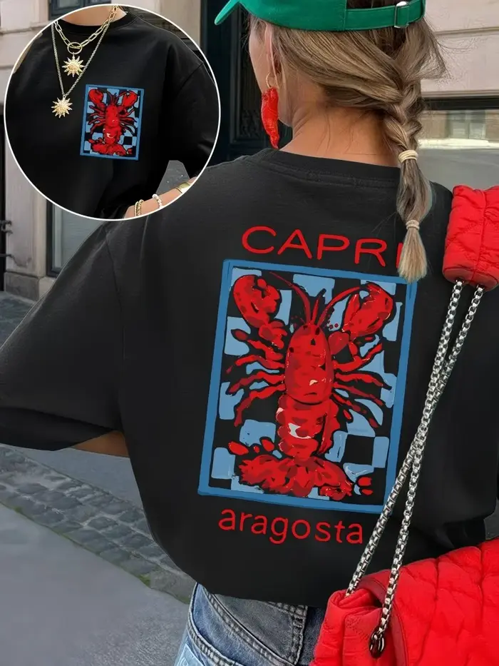 T-shirt graphique italien Capri Aragosta pour femme