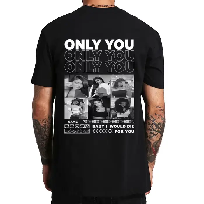 T-shirt en coton doux avec photo personnalisée pour homme