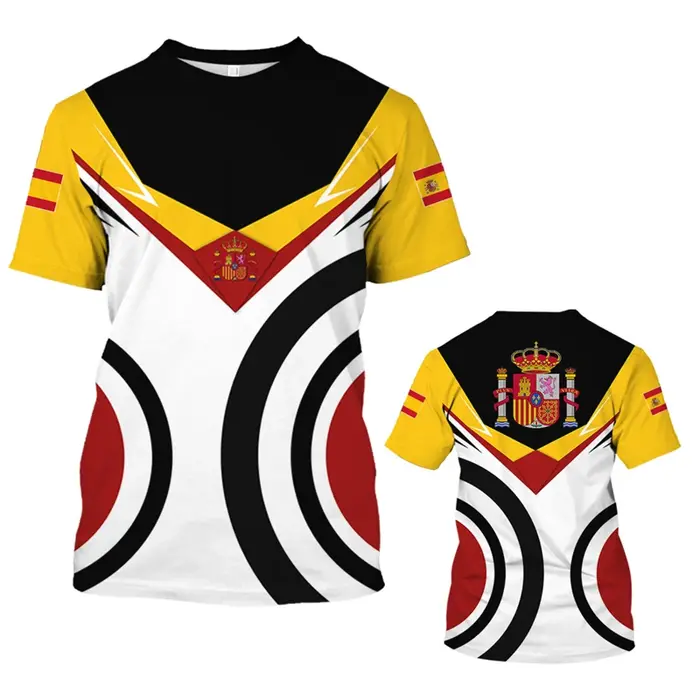 T-shirt à manches courtes avec emblème national espagnol pour hommes