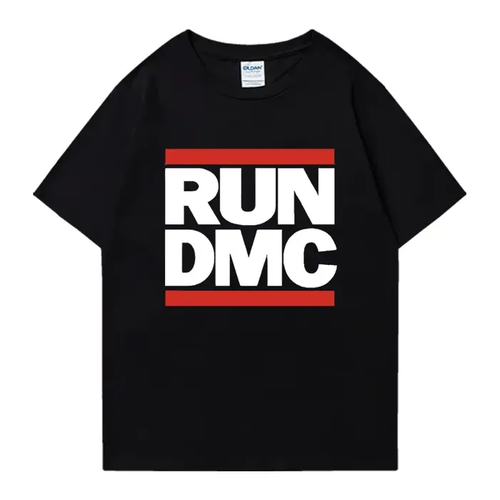 RUN DMC T-shirt à col rond avec imprimé graphique, Streetwear en coton pour hommes et femmes, T-shir