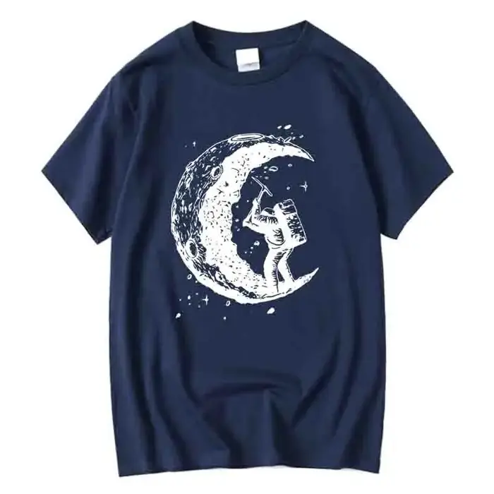 Hommes de haute qualité 100% coton lune imprimer décontracté été Cool à manches courtes hommes t-shi