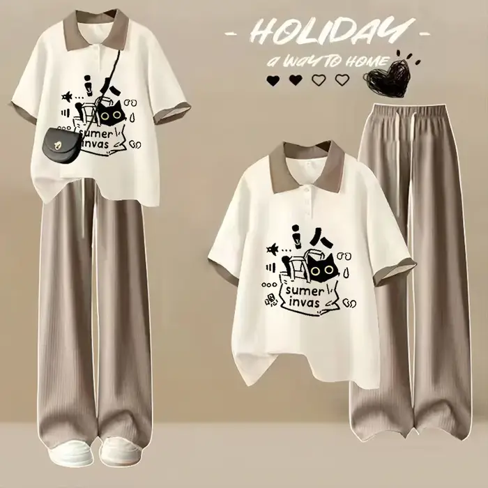 Polo ample japonais à manches courtes