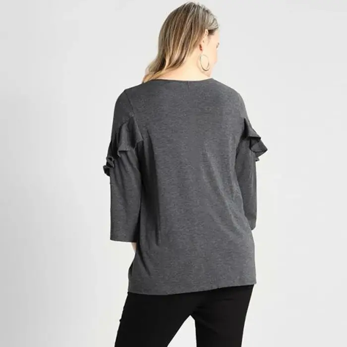 T-shirt en coton à manches trois quarts pour femmes