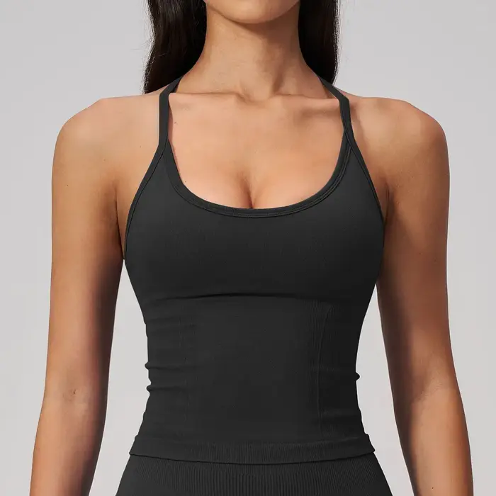 Débardeur de yoga de luxe 2-en-1 avec soutien-gorge intégré pour femme – Haut d'entraînement premium sans coutures