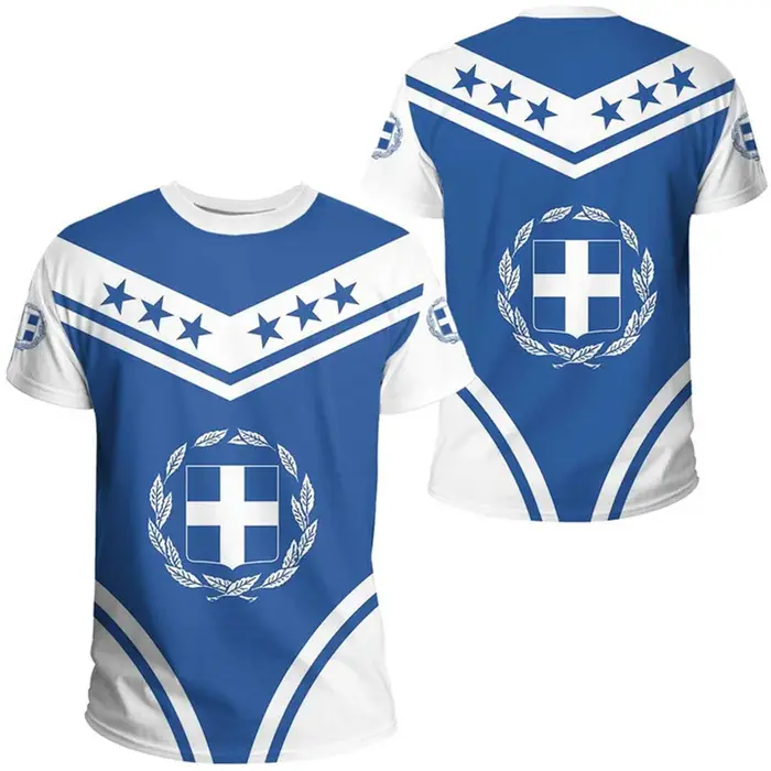 T-shirt imprimé en 3D avec carte du drapeau de la Grèce pour hommes et femmes