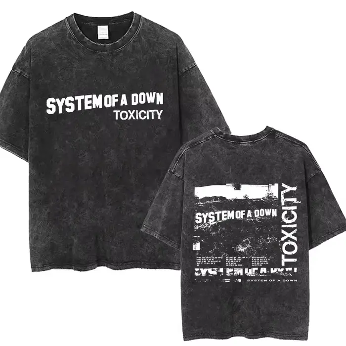 T-shirts graphiques délavés System of A Down Toxicity Album pour hommes et femmes