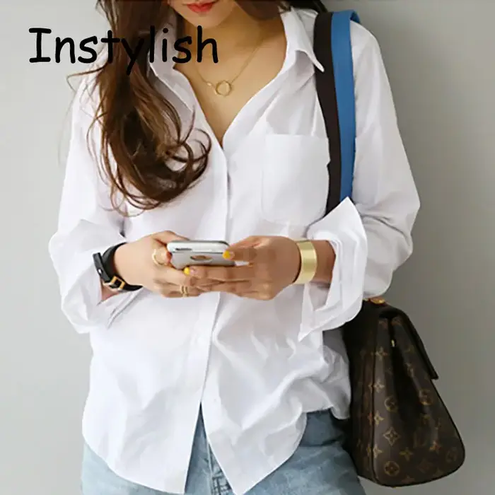Chemise blanche à manches longues pour femmes