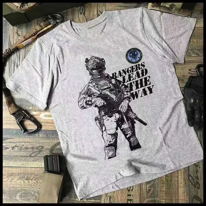 Les Rangers conduent le chemin. T-shirt de soldat d'infanterie d'élite de l'armée américaine. Nouveau 100% coton à manches courtes col rond T-shirts haut décontracté taille S-3XL