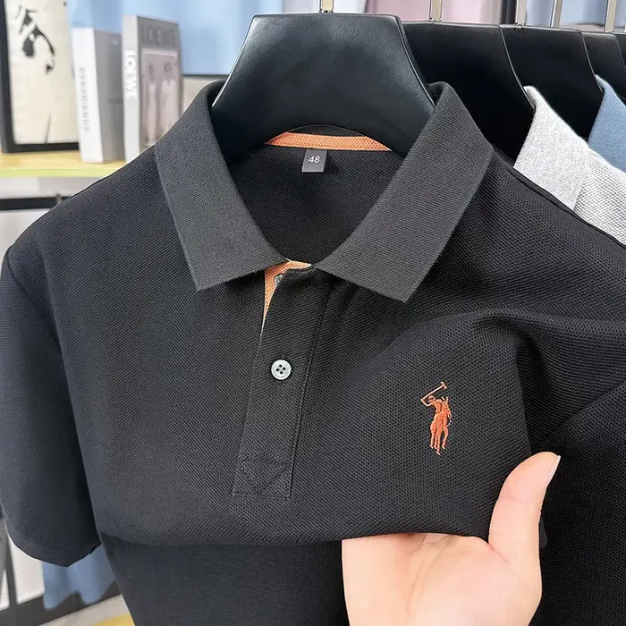 Marque de luxe 100% coton à manches courtes polo hommes haut de gamme poney broderie été confort affaires décontracté nouveau Paul T-shirt