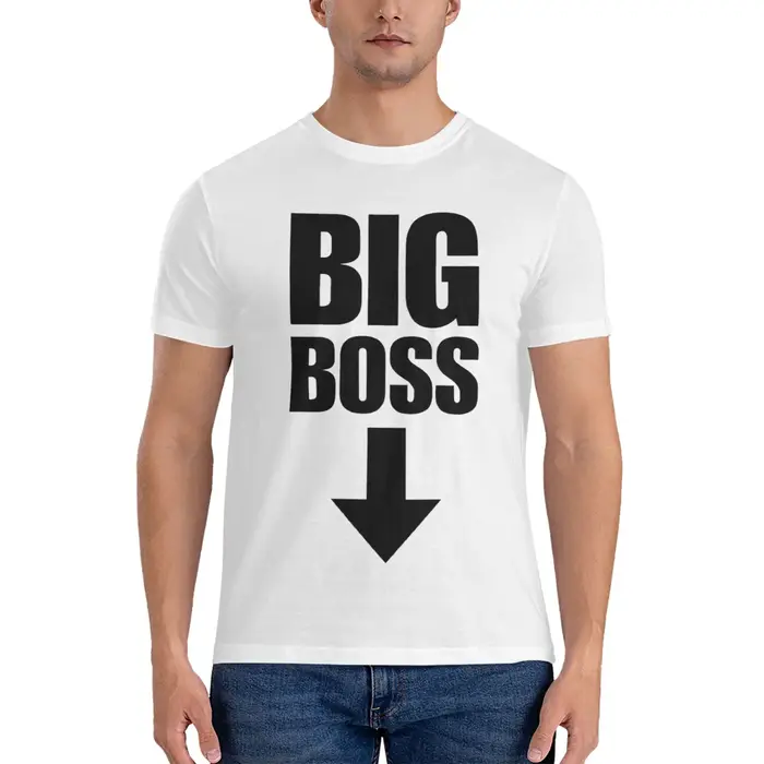 T-shirt pour hommes en coton 100% avec motif Big Boss avec flèche pointant vers le bas
