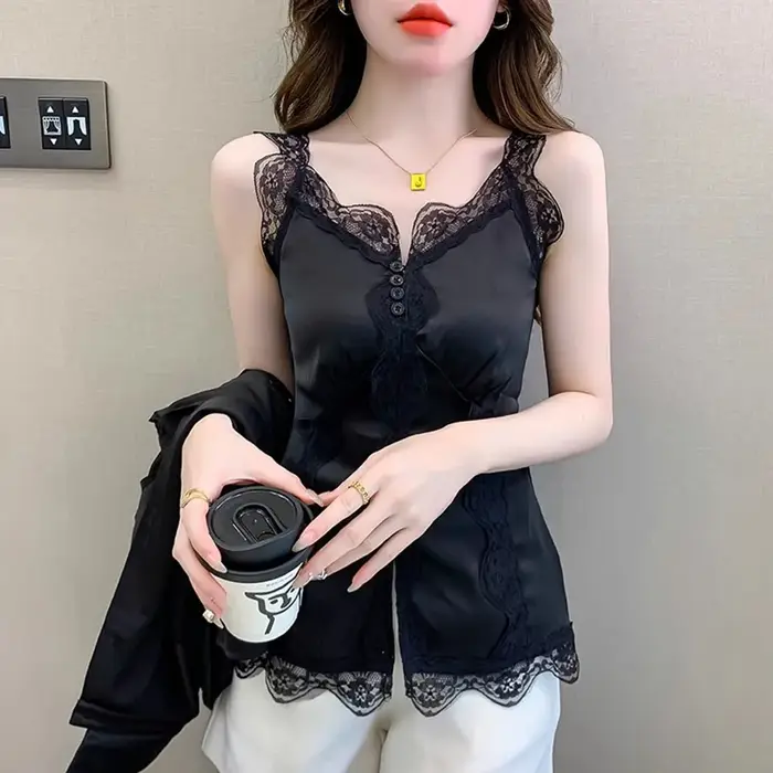 Camisole en dentelle à l'acide acétique pour femme