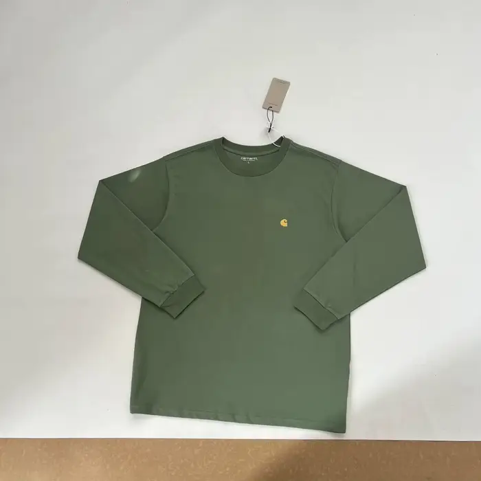 T-shirt à manches longues style basique avec logo brodé, vêtement de travail automobile en coton, ha