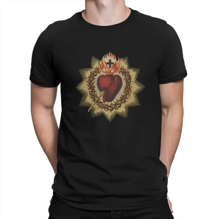 T-Shirt Manches Courtes Col Ras du Cœur Catholique pour Homme