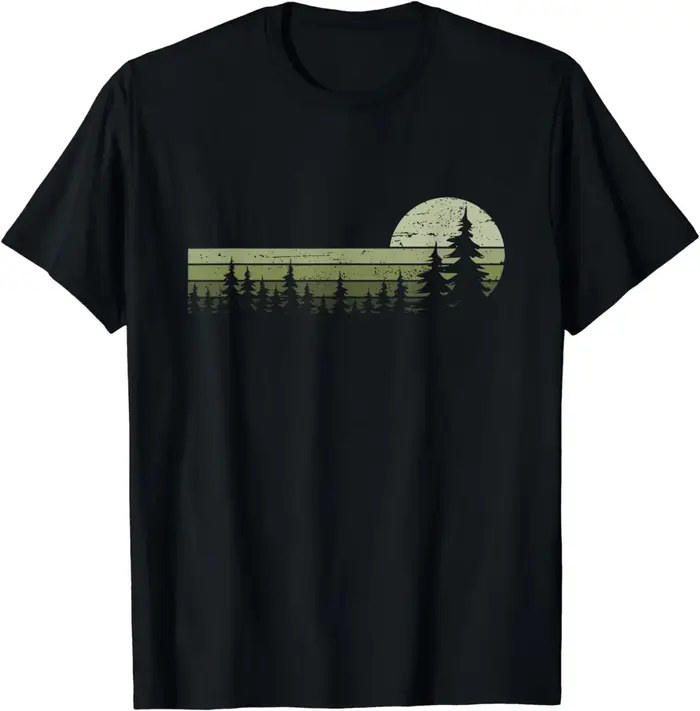 Arbres faune Nature Vintage forêt T-Shirt vêtements de plein air hauts