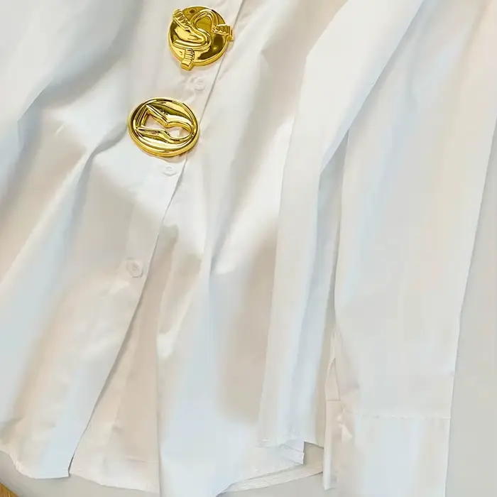 Chemisier blanc à col rabattu pour femme