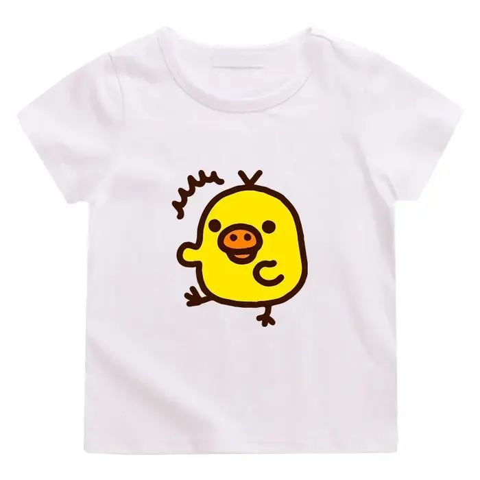 T-shirt imprimé Kawaii Kiiroitori Yellow Chick pour filles, tee-shirt décontracté à manches courtes,