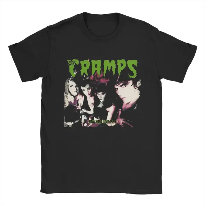 T-shirts pour hommes avec couverture d'album Funny Live in New York de The Cramps, col rond, 100% co