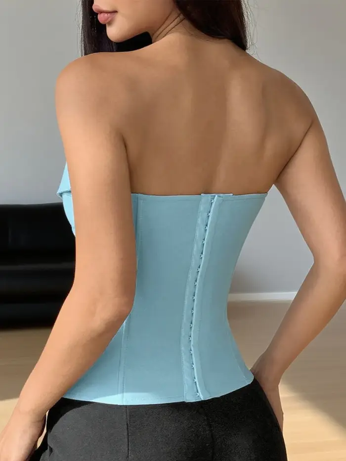 Nouveau débardeur corset blanc sexy dos nu pour femme, style crop top à nouer, idéal pour l'été, les