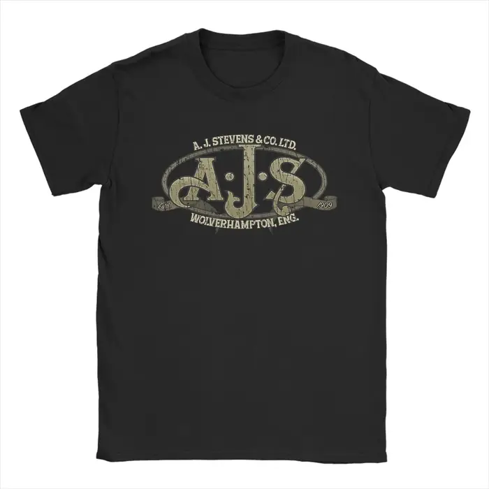 T-shirt en coton 100% avec logo de moto vintage, drôle, AJS, pour hommes