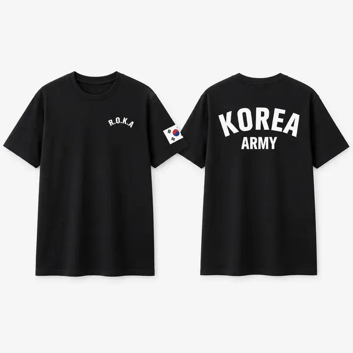 T-shirt en coton de style tactique avec imprimé drapeau de l'unité militaire ROKA de l'armée coréenn