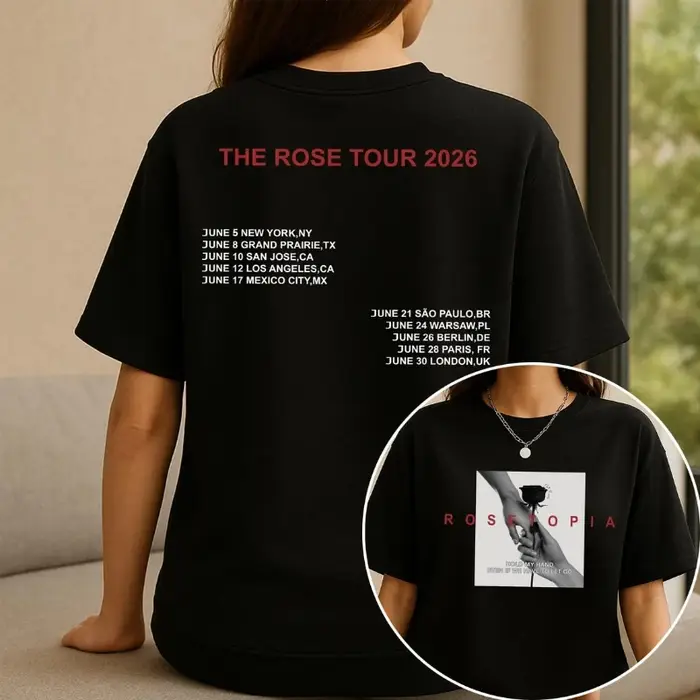 T-shirt Rose Rosetopia World Tour K-Pop Concert, Streetwear pour couple, chemise en pur coton, vêtem