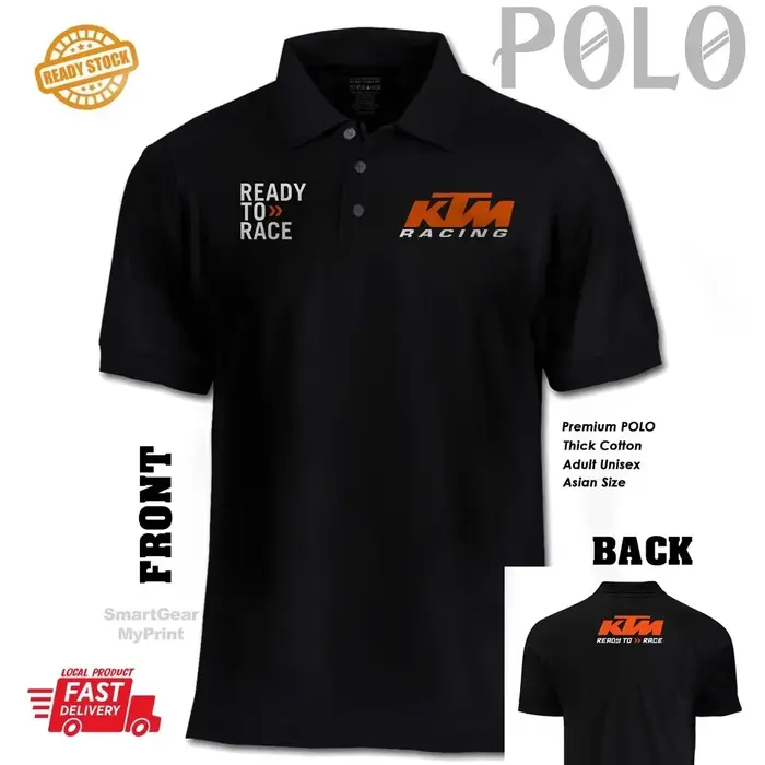 Chemise à col pour homme POLO KTM Racing Sports Casual Loose imprimée