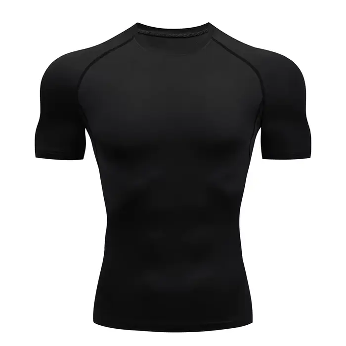 Chemise de Compression d'entraînement pour hommes, col roulé, manches longues, protection contre les