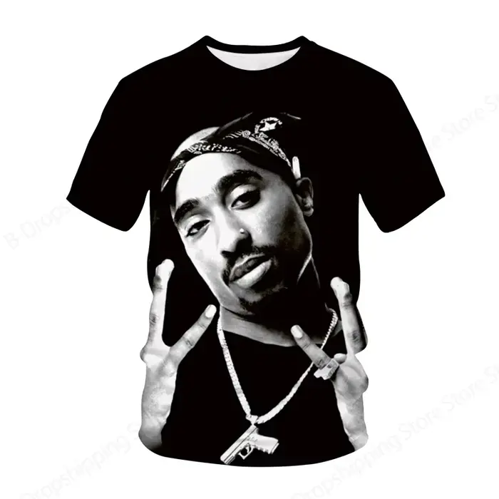 Nouveaux hommes femmes rappeur Tupac T-shirt 3d 2pac impression T-shirt hommes mode été décontracté 